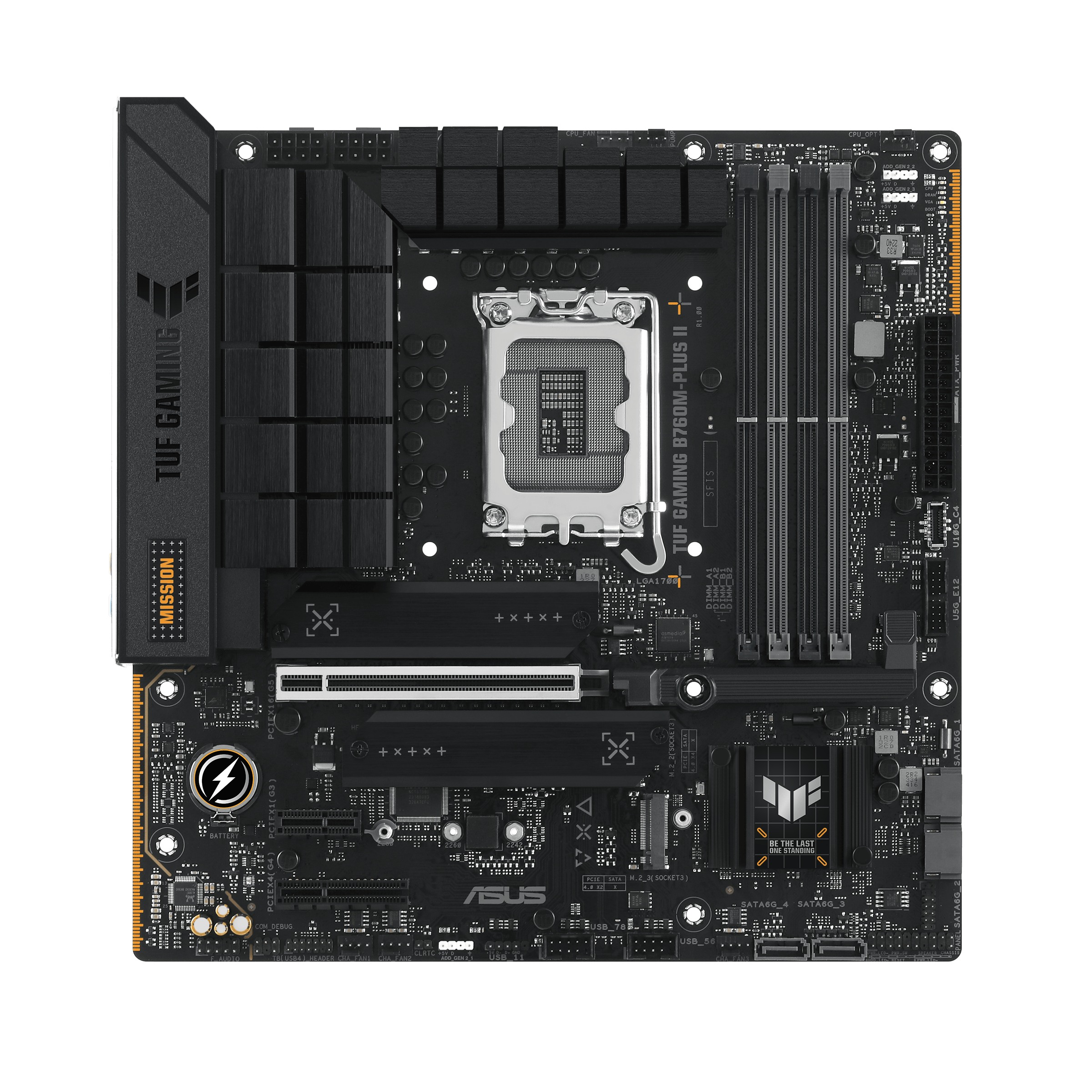 Материнская плата ASUS TUF GAMING B760M-PLUS II, LGA1700 4xDDR5 4xSATA3 3xM.2 RAID HDMI DP mATX
