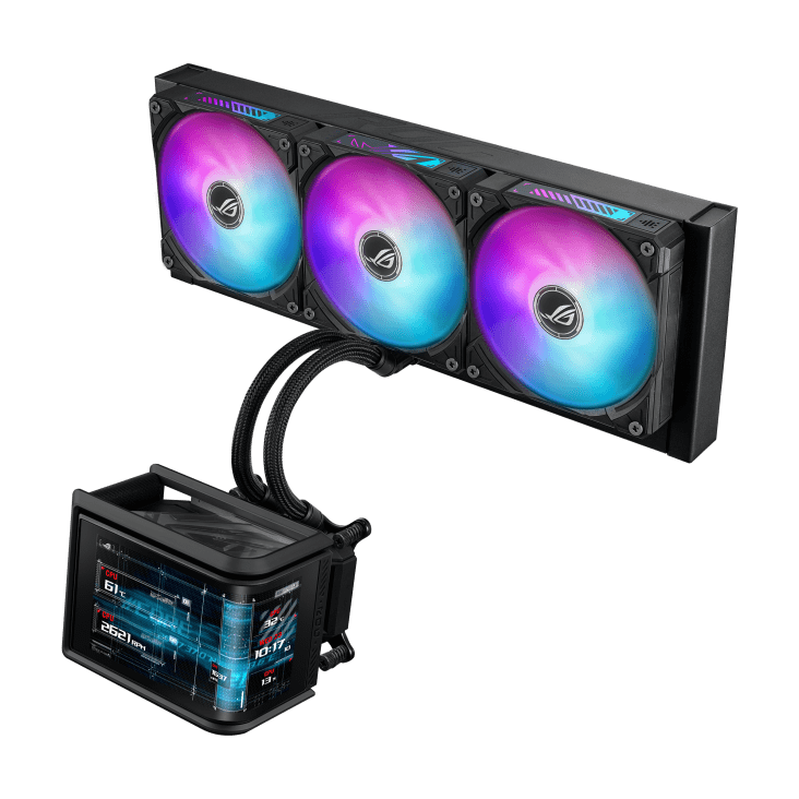 Водяное охлаждение CPU Asus ROG RYUO IV SLC 360 ARGB, 3x120mm, AMOLED-display, Black