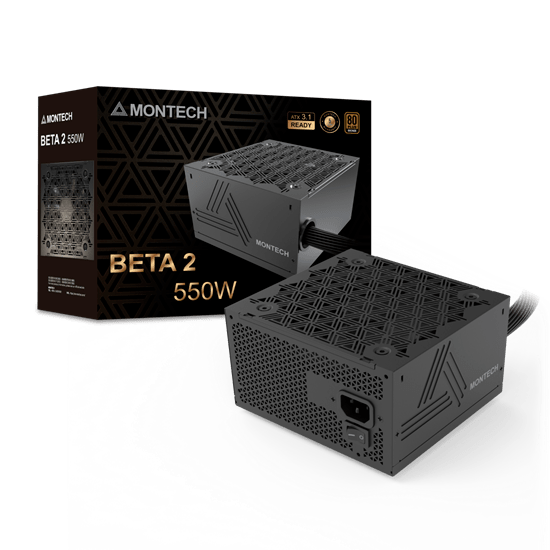 Блок питания Montech  550W, BETA 2 550W, Non Modular, ATX, 80+ BRONZE, КПД 90%, Fan 120mm, Черный