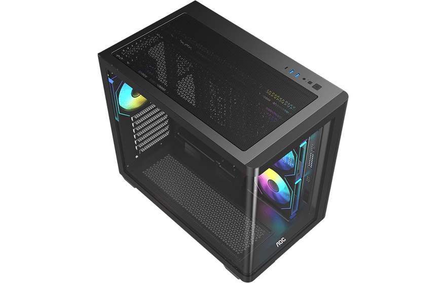 Корпус AOC CG455B 4F ATX/M-ATX/ITX 2xUSB3.0 1xType-C 1xAudio/Mic Черный AOC-CG455-BF4V1R0W2-G