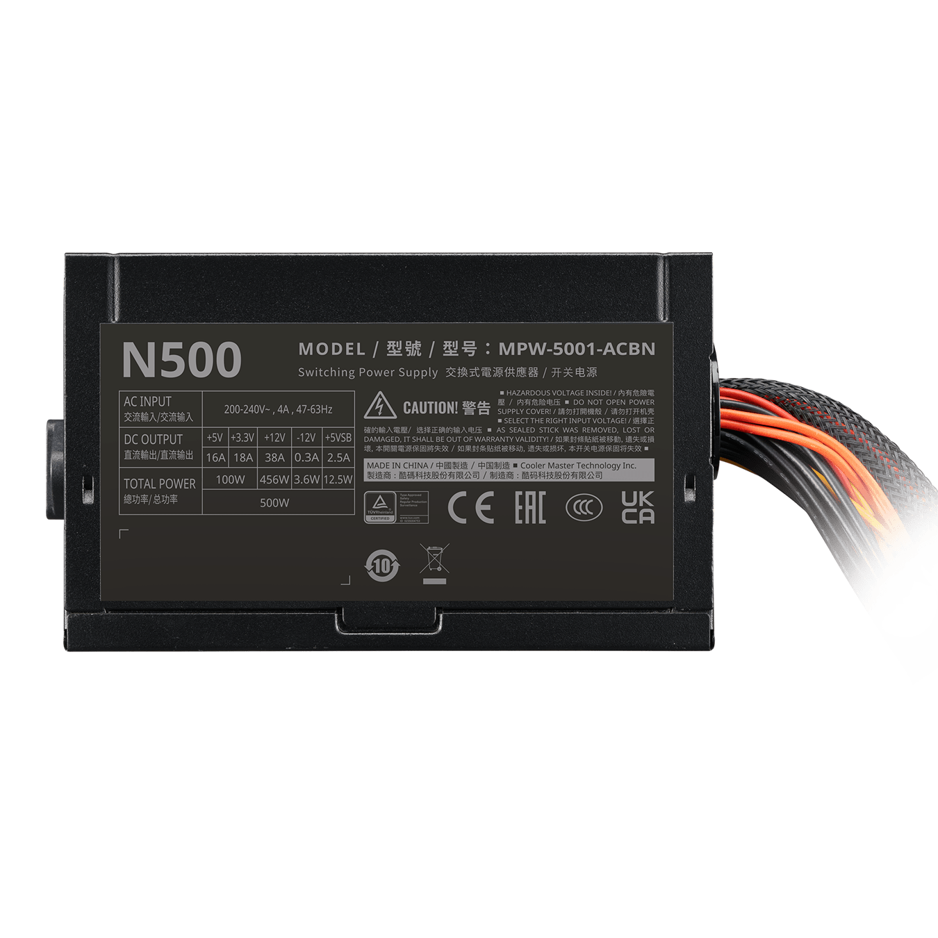 Блок питания CoolerMaster  500W, Elite NEX N500, Non Modular, КПД ≥75%, Черный, MPW-5001-ACBN-BEU