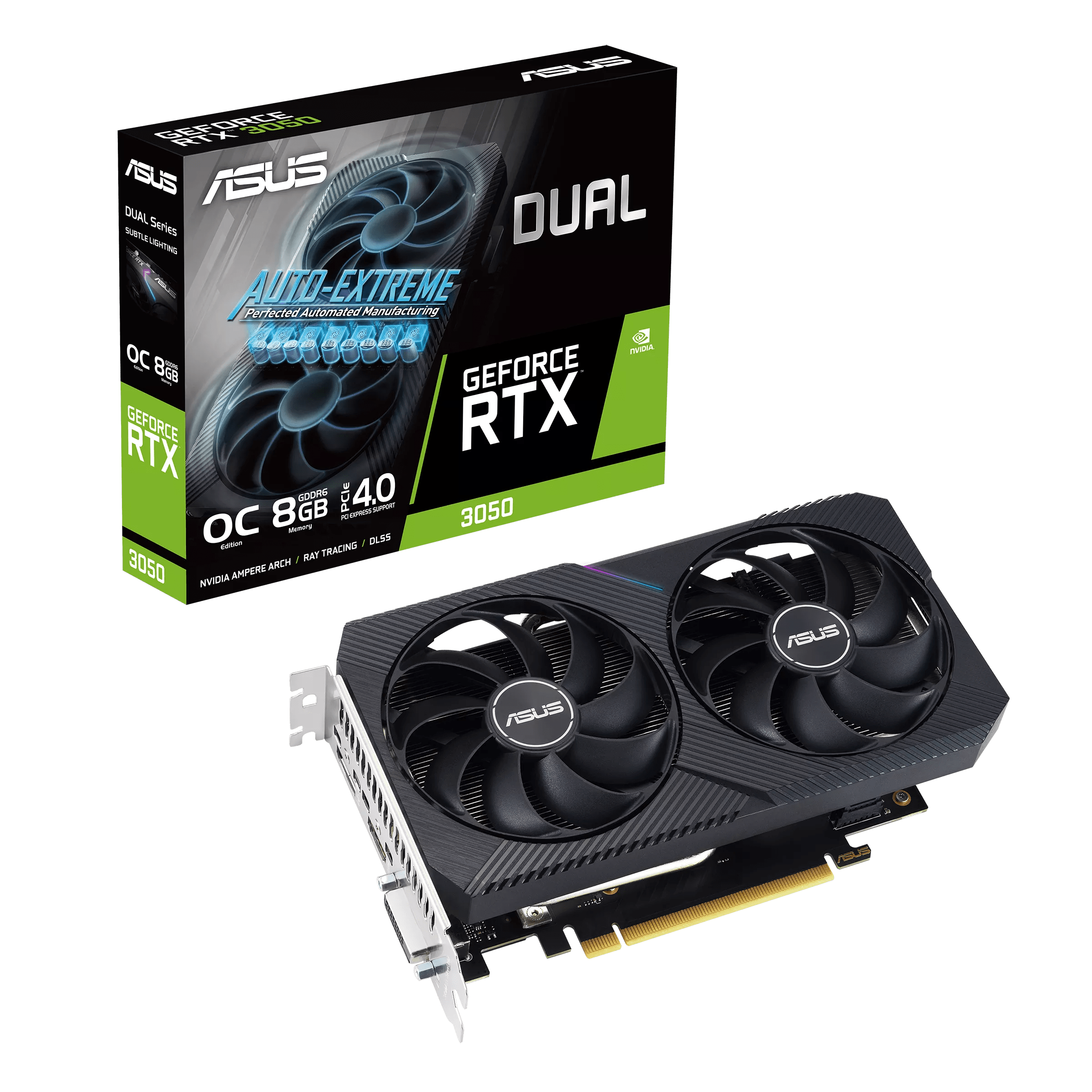 Видеокарта ASUS GeForce RTX 3050 OC GDDR6 8GB 128-bit HDMI 1xDVI 1xHDMI 1xDP DUAL-RTX3050-O8G-V2
