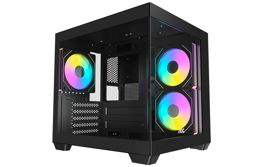 Корпус AOC CG381B 3F M-ATX/ITX 1xUSB2.0 1xUSB3.0 1xType-C 1xAudio/Mic Черный AOC-CG381-BF3V1R0T2-G
