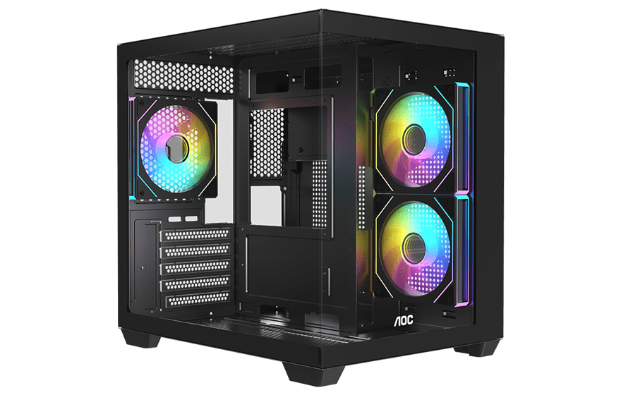 Корпус AOC CG391B 3F M-ATX/ITX 1xUSB2.0 1xUSB3.0 1xType-C 1xAudio/Mic Черный AOC-CG391-BF3V1R0T2-G