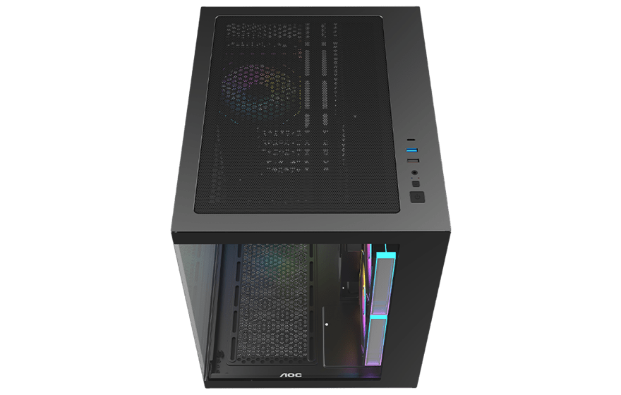 Корпус AOC CG391B 3F M-ATX/ITX 1xUSB2.0 1xUSB3.0 1xType-C 1xAudio/Mic Черный AOC-CG391-BF3V1R0T2-G