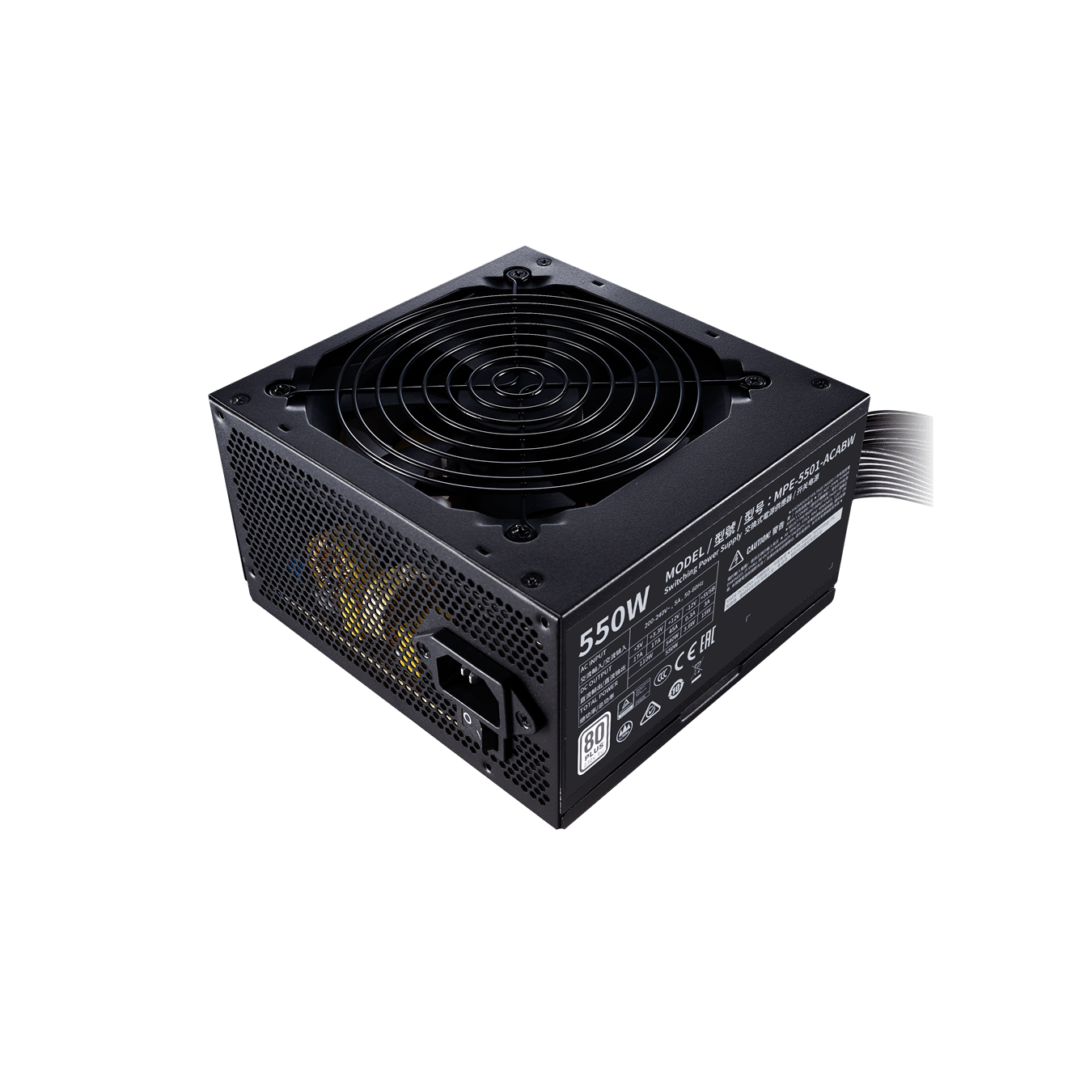 Блок питания CoolerMaster  550W, MWE 550 White 230V - V2, Non Modular, КПД 85%, MPE-5501-ACABW-EU