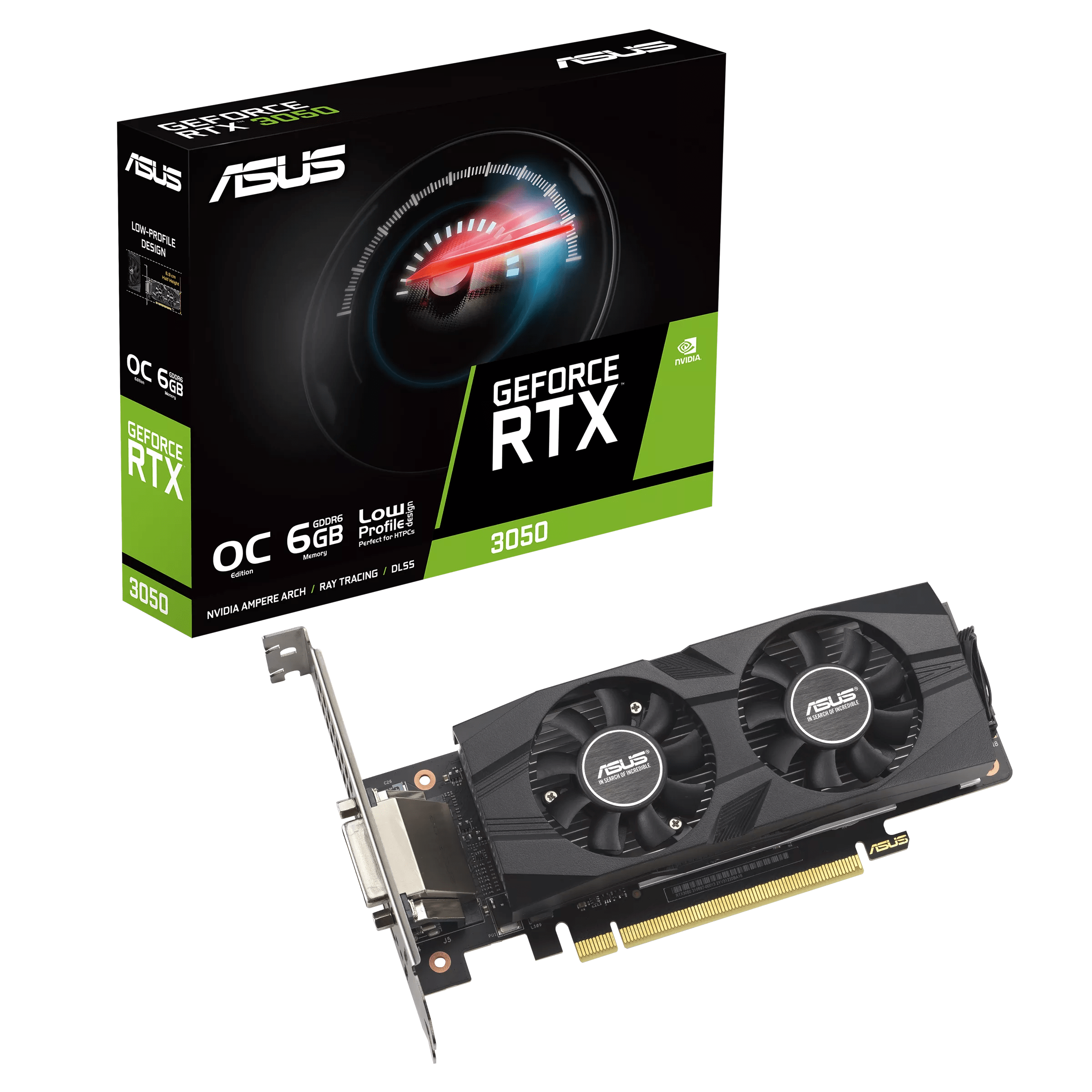 Видеокарта ASUS GeForce RTX 3050 OC GDDR6 6GB 96-bit DVI HDMI DP RTX3050-O6G-LP-BRK