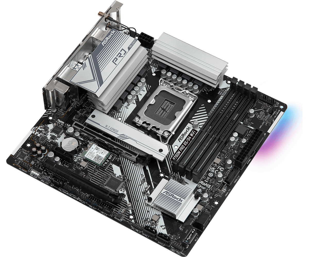 Материнская плата ASRock B760M PRO RS/D4 WIFI LGA1700 4xDDR4 4xSATA RAID 2xM.2 HDMI DP mATX