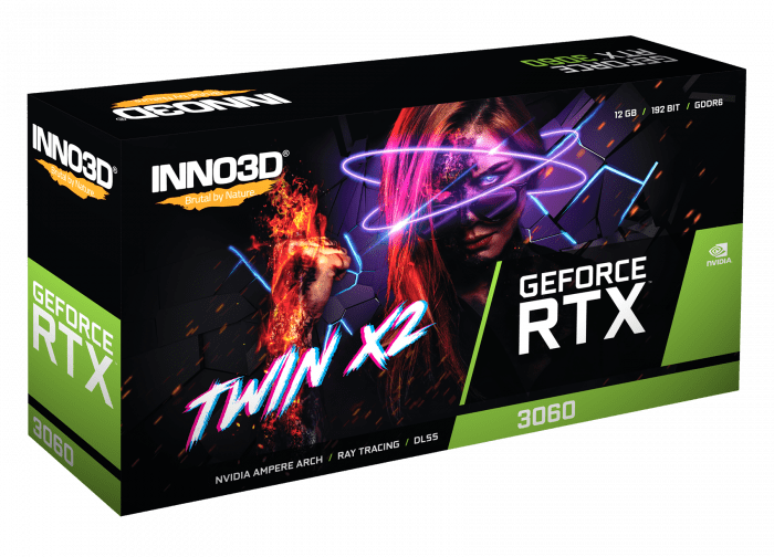 Видеокарта Inno3D GeForce RTX3060 12G Twin X2 GDDR6 192-bit HDMI 3xDP N30602-12D6-119032AH