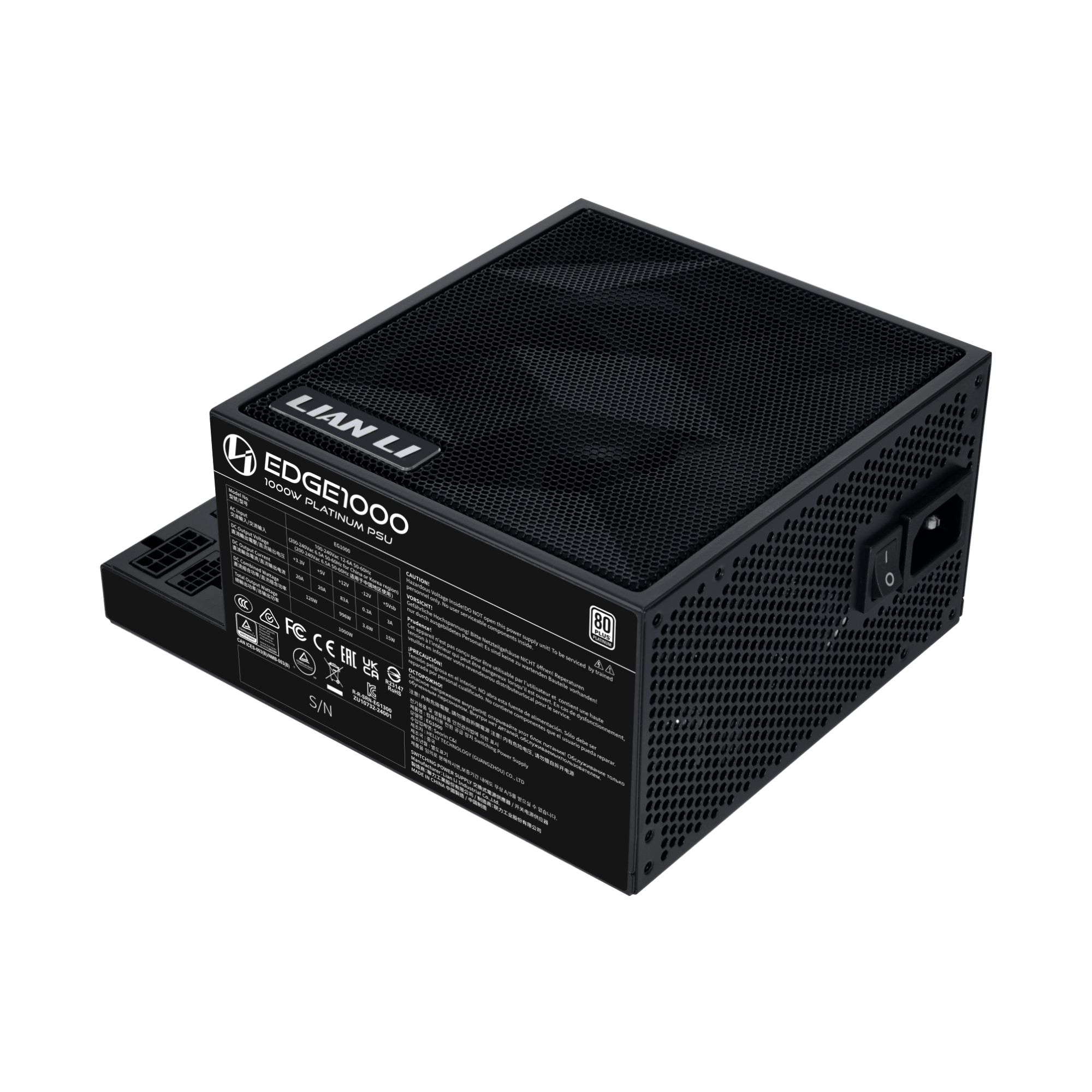 Блок питания Lian Li 1000W, EG1000, Full Modular, 80+ PLATINUM, КПД 92%, Черный, G9P.EG1000.BE00.EU