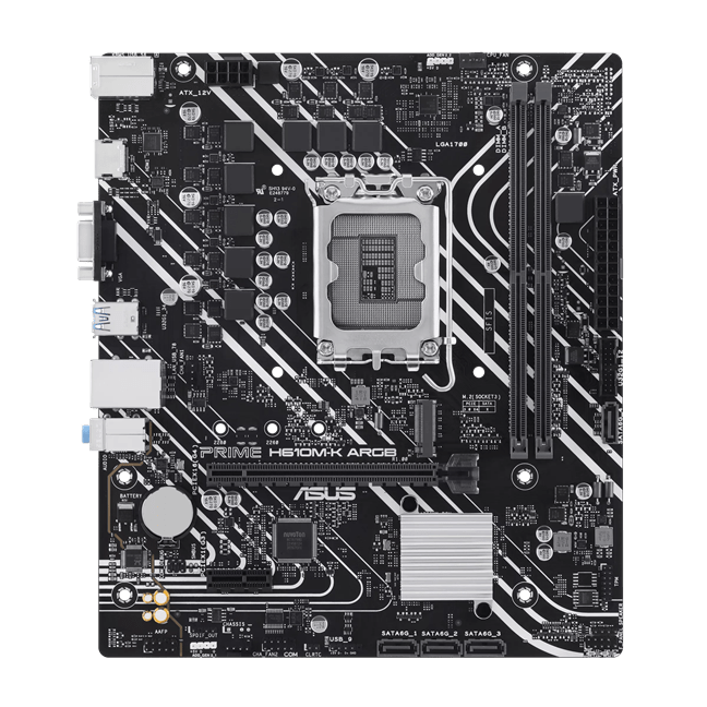 Материнская плата ASUS PRIME  H610M-K ARGB, LGA1700 2xDDR5 4xSATA3 M.2 VGA HDMI mATX