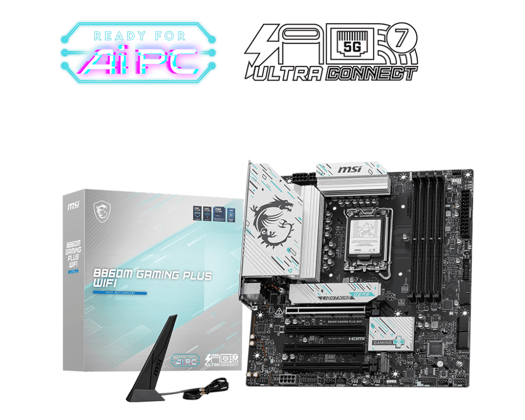 Материнская плата MSI B860M GAMING PLUS WIFI LGA1851 4xDDR5 4xSATA3 RAID 3xM.2 HDMI DP 2xType-C mATX