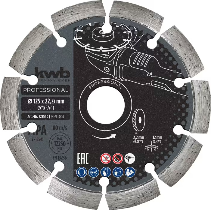 Алмазный отрезной диск, серия Black Line, 125 мм, в упаковке kwb by Einhell (723540)