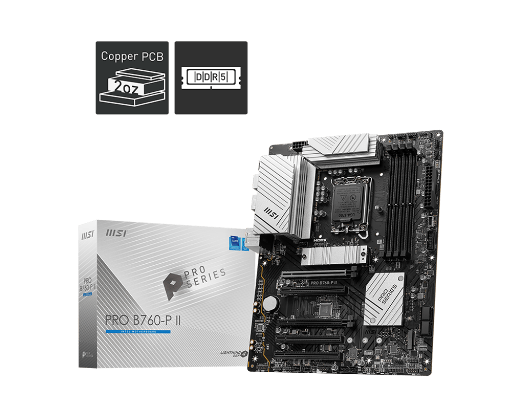 Материнская плата MSI PRO B760-P II LGA1700 4xDDR5 4xSATA3 RAID 2xM.2 HDMI DP ATX