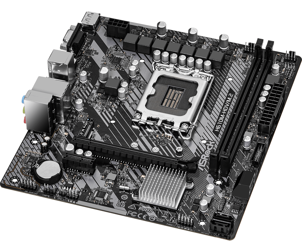 Материнская плата ASRock H610M-HDV/M.2 R2.0 LGA1700 2xDDR4 4xSATA M.2 D-Sub HDMI DP mATX