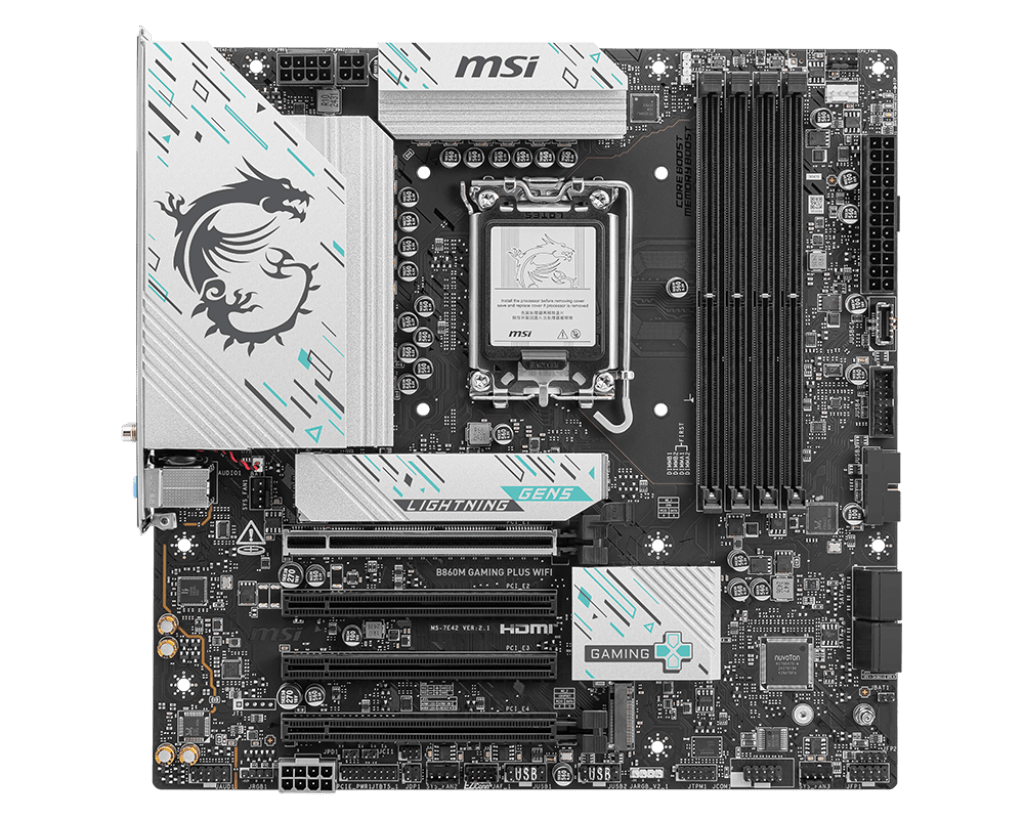 Материнская плата MSI B860M GAMING PLUS WIFI LGA1851 4xDDR5 4xSATA3 RAID 3xM.2 HDMI DP 2xType-C mATX