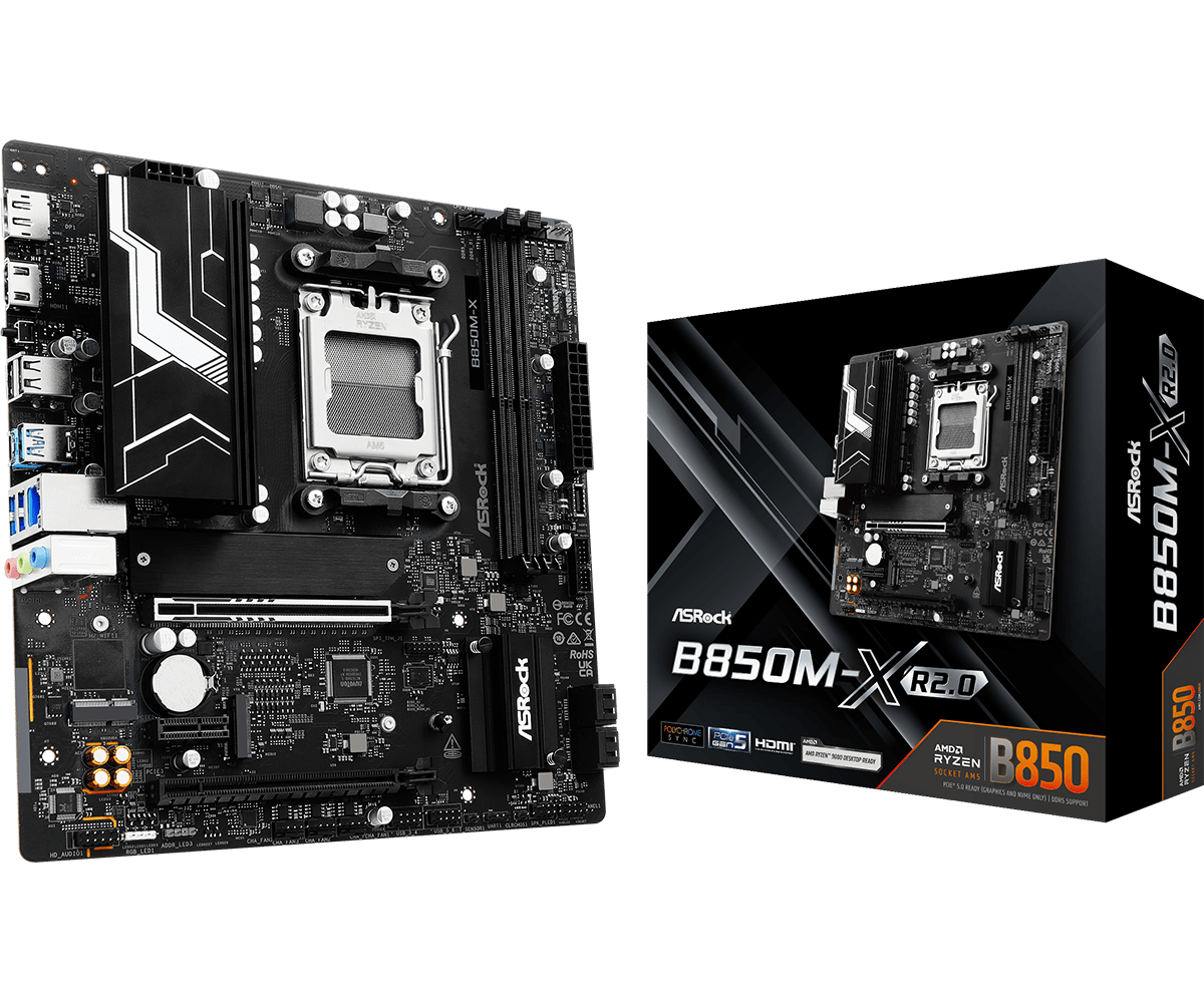 Материнская плата ASRock B850M-X R2.0 AM5 2xDDR5 4xSATA 2xM.2 Type-C HDMI DP mATX