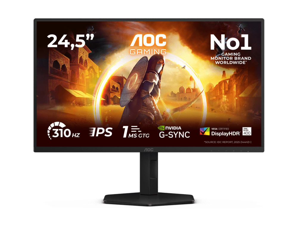 Монитор Игровой 24,5" AOC 25G4SXU/01 IPS 1920x1080 310Hz 1ms 400cdm 1000:1 2xHDMI 1xDP HAS Черный