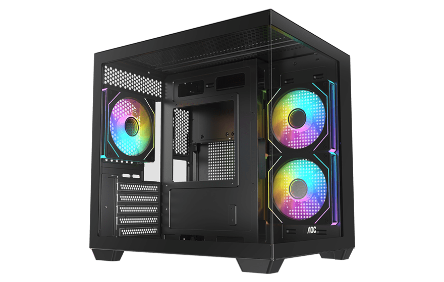 Корпус AOC CG391B 3F M-ATX/ITX 1xUSB2.0 1xUSB3.0 1xType-C 1xAudio/Mic Черный AOC-CG391-BF3V1R0T2-G