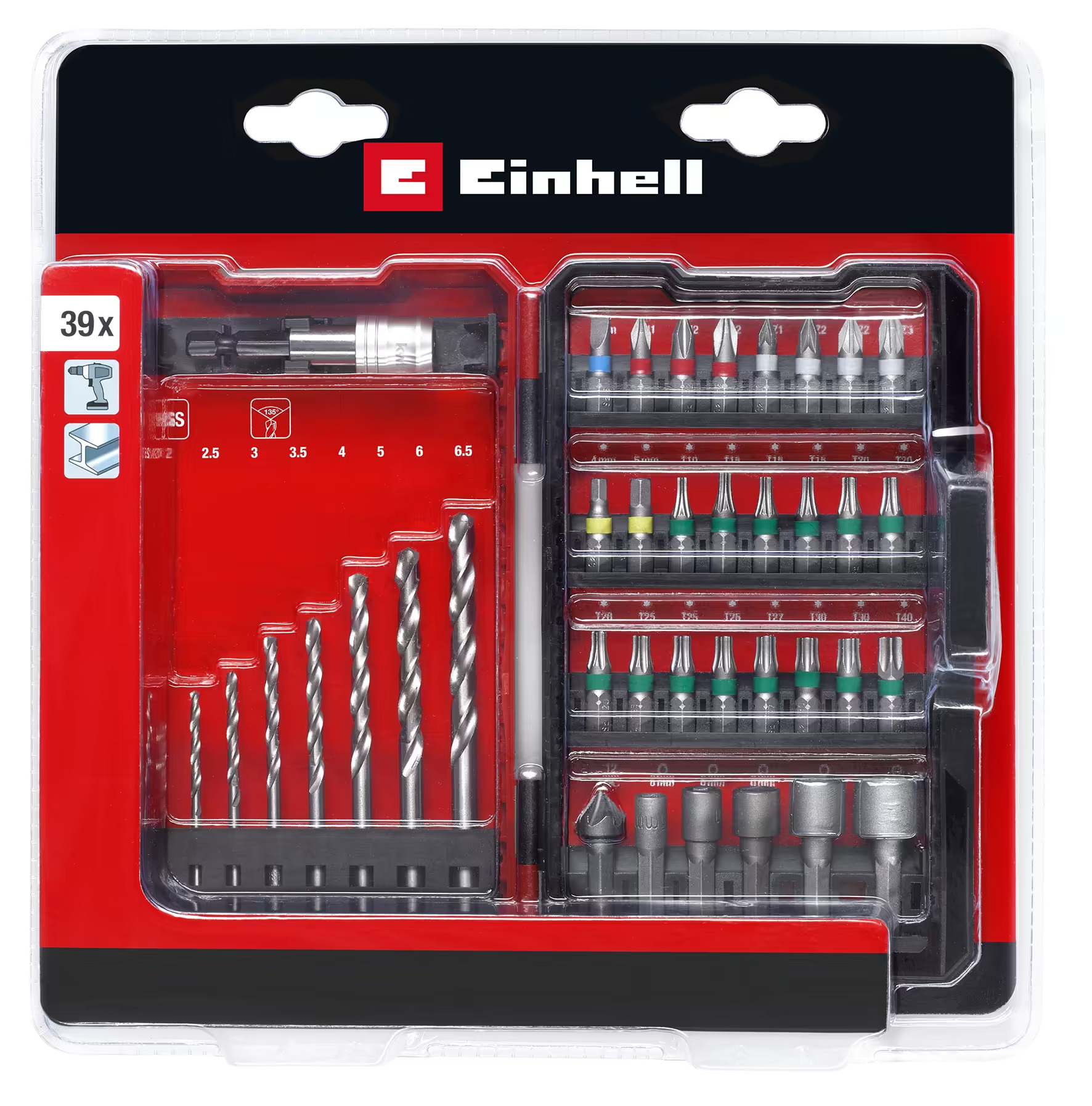 Набор бит/сверл Einhell Bit-Bohrerbox 39tlg. L-Box (49108911)