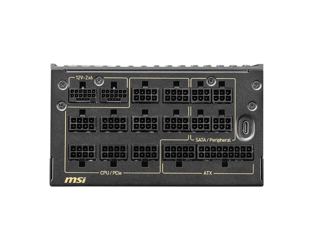 Блок питания MSI 1600W, MEG Ai1600T PCIE5, Full Modular, ATX, 80+ TITANIUM, >94%, Fan 135mm, Черный