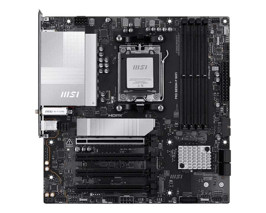 Материнская плата MSI PRO B850M-P WIFI AM5 4xDDR5 4xSATA3 RAID 3xM.2 HDMI DP Type-C mATX