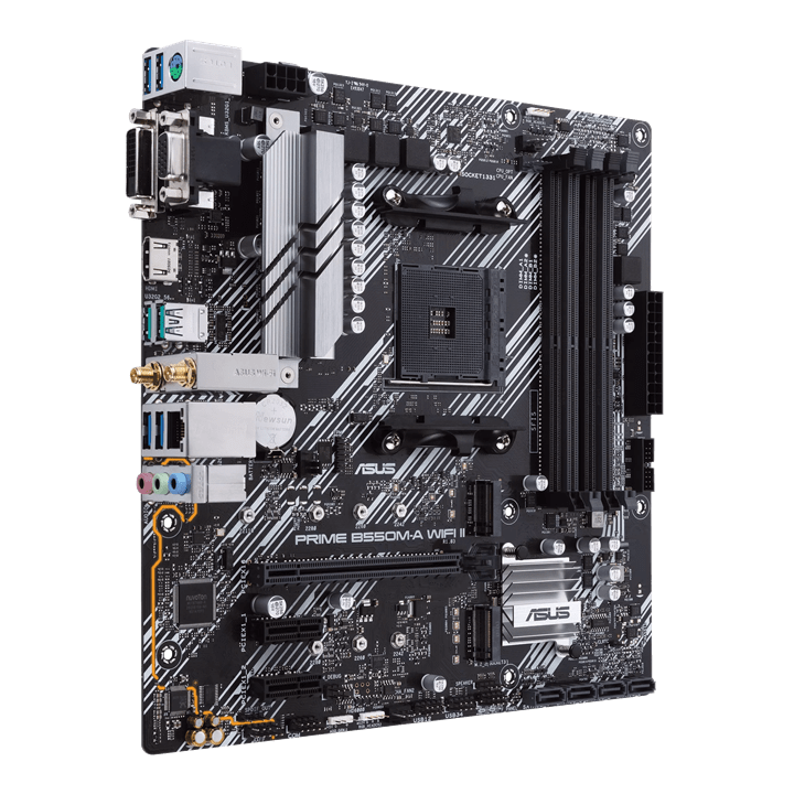 Материнская плата ASUS PRIME B550M-A WIFI II AM4 4xDDR4 4xSATA3 RAID 2xM.2 VGA HDMI DVI mATX