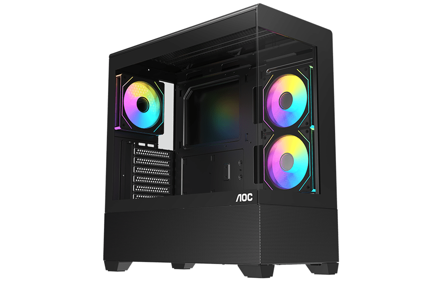 Корпус AOC CG393B 3F ATX/M-ATX/ITX 2xUSB(2.0/3.0) 1xType-C 1xAudio/Mic Черный AOC-CG393-BF3V1R0UD-G