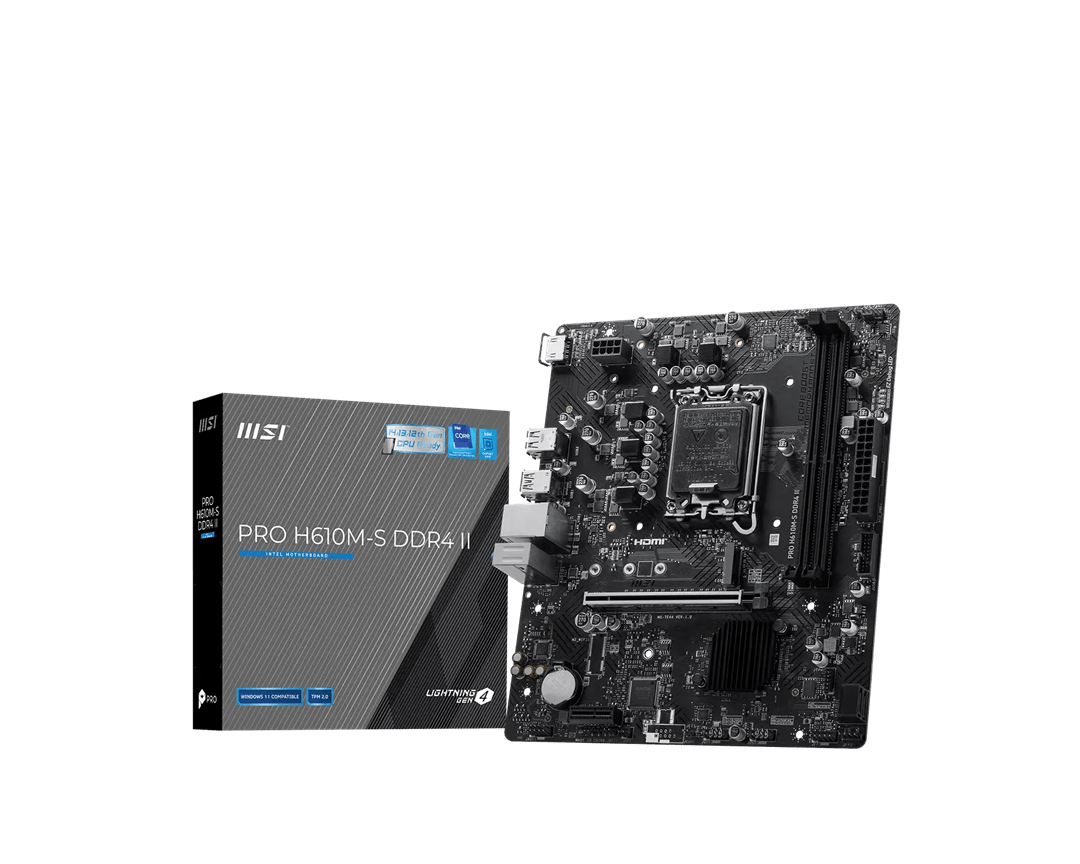 Материнская плата MSI PRO H610M-S DDR4 II LGA1700 H610 2xDDR4 2xSATA 1xM.2 1xHDMI mATX