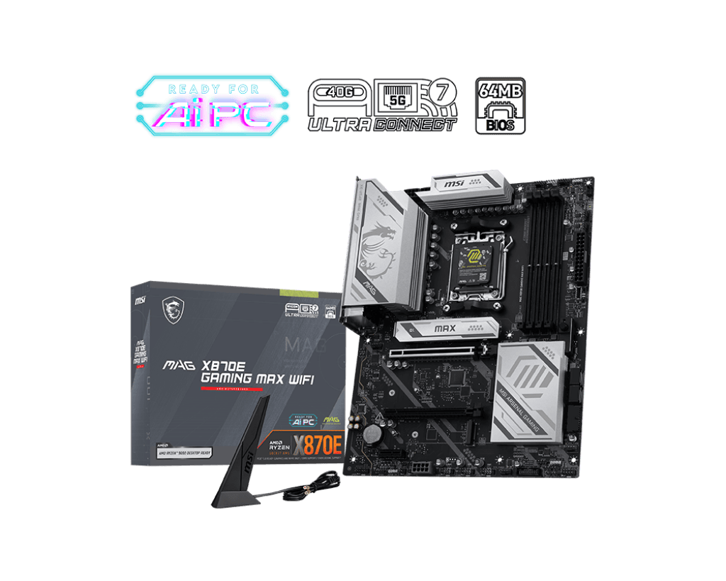 Материнская плата MSI MAG X870E GAMING MAX WIFI AM5 4xDDR5 4xSATA3 RAID 3xM.2 HDMI 2xType-C ATX