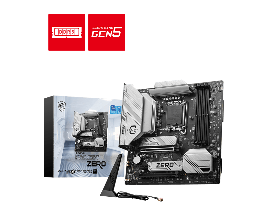 Материнская плата MSI B760M PROJECT ZERO LGA1700 B760 4xDDR5 4xSATA3 RAID 2xM.2 HDMI DP mATX