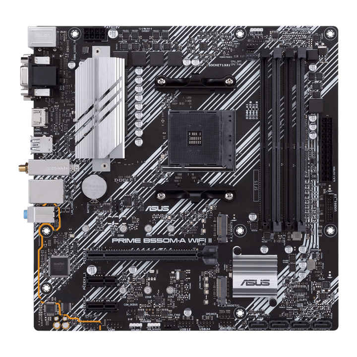 Материнская плата ASUS PRIME B550M-A WIFI II AM4 4xDDR4 4xSATA3 RAID 2xM.2 VGA HDMI DVI mATX