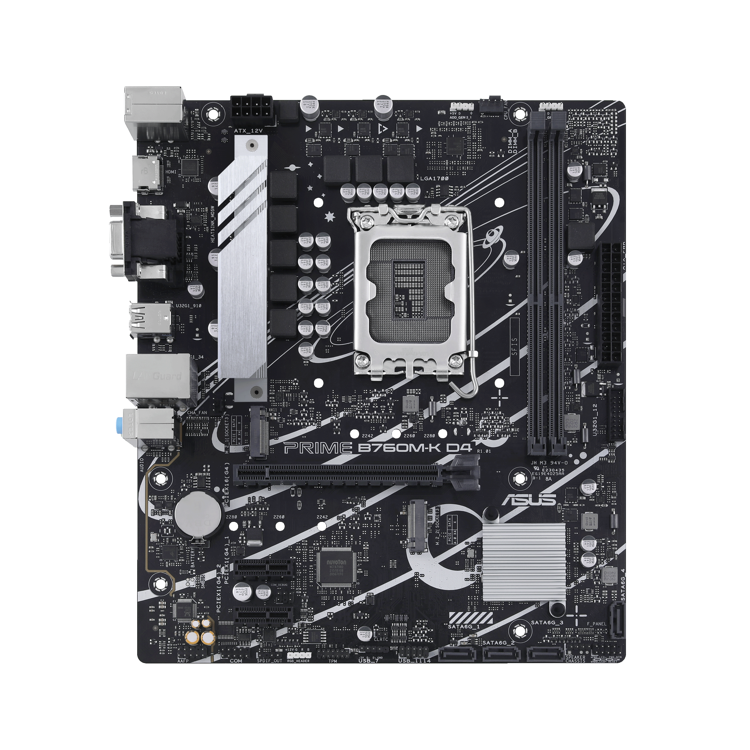 Материнская плата ASUS PRIME B760M-K D4, LGA1700 2xDDR4 4xSATA3 2xM.2 RAID VGA HDMI mATX