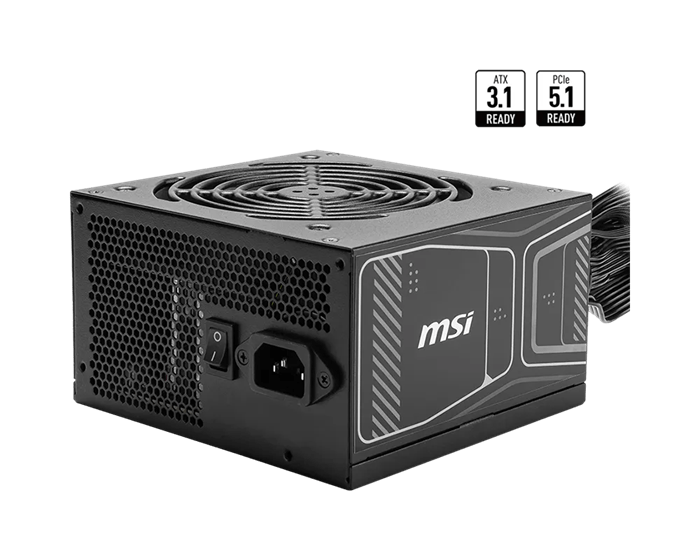 Блок питания MSI  850W, MAG A850GN PCIE5, Non Modular, ATX, 80+ GOLD, КПД >90%, Fan 120mm, Черный