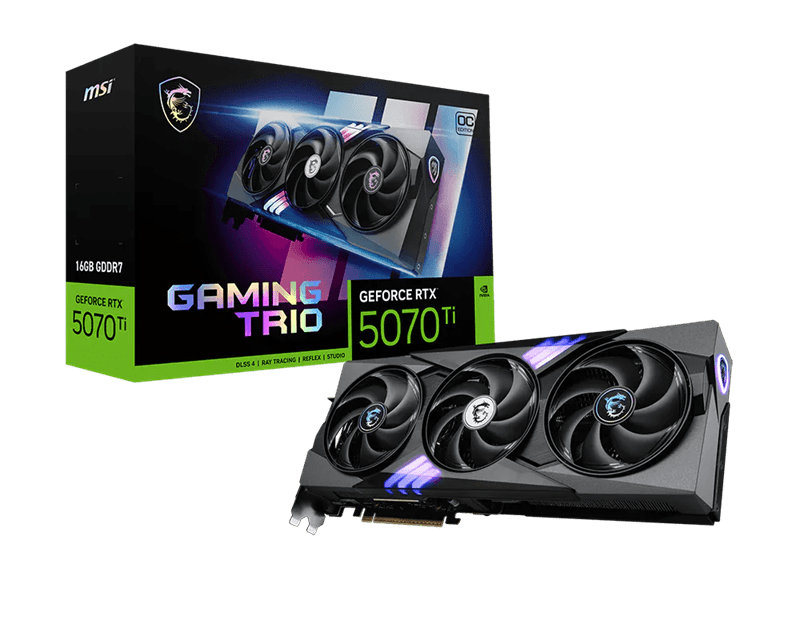 Видеокарта MSI GeForce RTX 5070 Ti 16G GAMING TRIO OC, 16G GDDR7 256bit 1xHDMI 3xDP G507T-16GTC