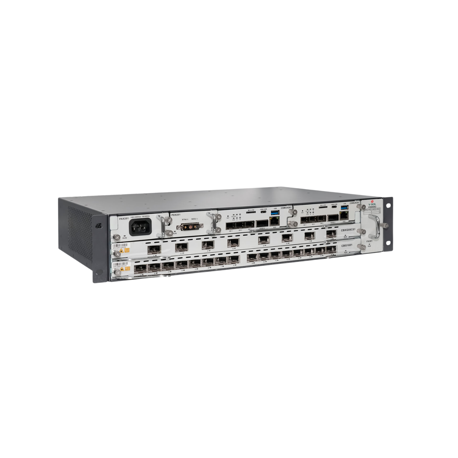 V-SOL V5600X2 — Шасси OLT высокой плотности 2U (До 32 портов GPON/Combo PON, uplink 100G QSFP28 / 10G SFP+, 1700 Gbps backplane)