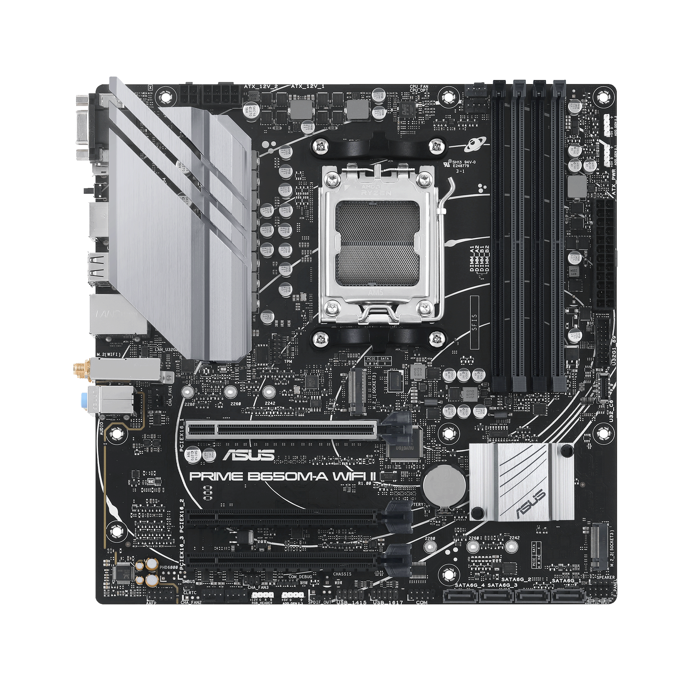 Материнская плата ASUS PRIME B650M-A WIFI II AM5 4xDDR5 4xSATA3 RAID 2xM.2 VGA HDMI DP mATX
