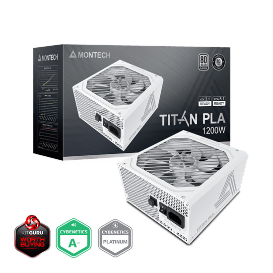 Блок питания Montech 1200W, TITAN PLA 1200W, Full Modular, 80+ PLATINUM, КПД 90%, Fan 135mm, Белый