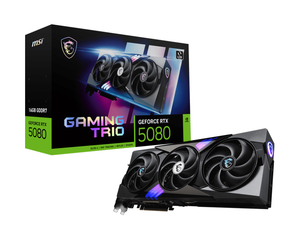 Видеокарта MSI GeForce RTX 5080 16G GAMING TRIO, 16Gb GDDR7 256-bit 1xHDMI 3xDP