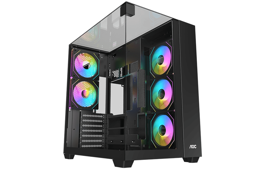 Корпус AOC CG409B 5F ATX/M-ATX/ITX 2xUSB3.0 1xType-C 1xAudio/Mic Черный AOC-CG409-BF5V1R0T3-G