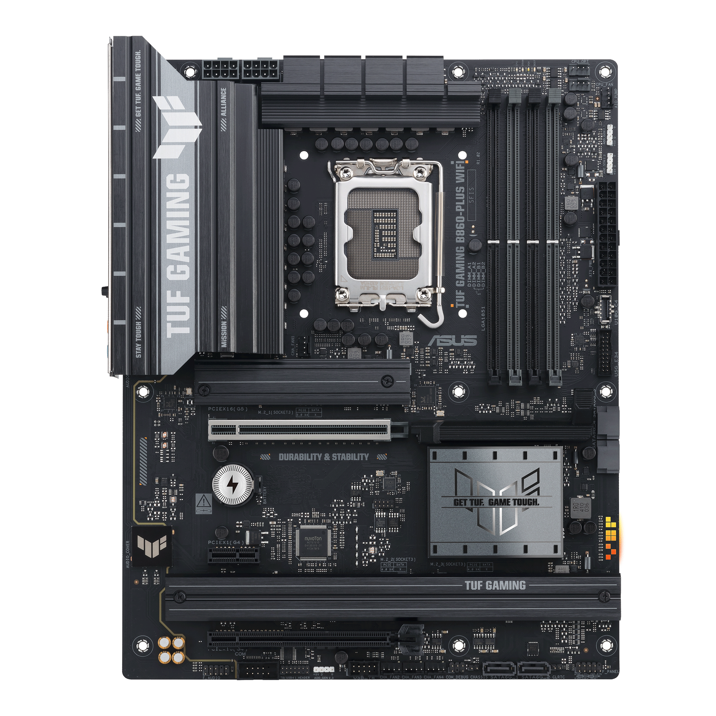 Материнская плата ASUS TUF GAMING B860-PLUS WIFI, LGA1851 B860 4xDDR5 4xSATA 3xM.2 HDMI DP ATX