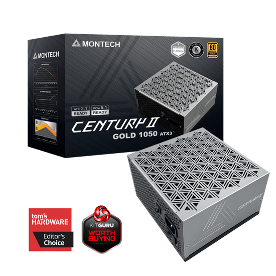 Блок питания Montech 1050W, CENTURY II 1050W, Full Modular, 80+ GOLD, КПД 90%, Fan 135mm, Серебро
