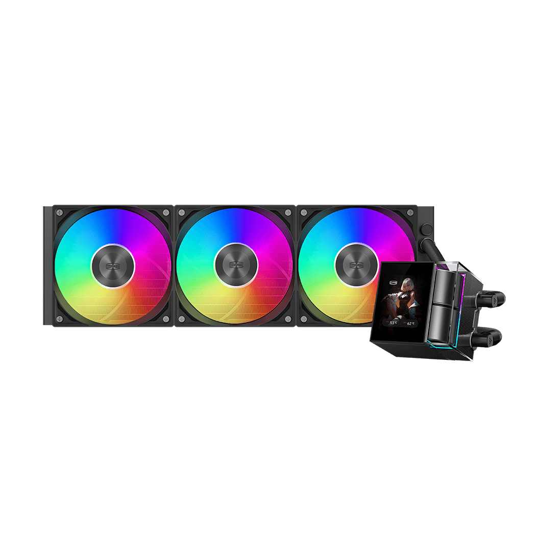 Водяное охлаждение для CPU PCCooler DS360 ARGB Display BK TDP 310W 115X/1200/1700/1851/AM4/AM5 Черн