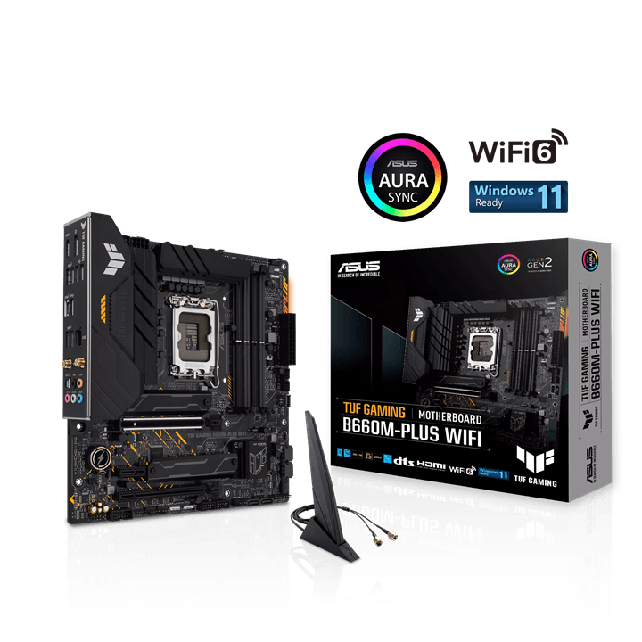 Материнская плата ASUS TUF GAMING B660M-PLUS WIFI, LGA1700 4xDDR5 4xSATA3 RAID 2xM.2 HDMI DP mATX
