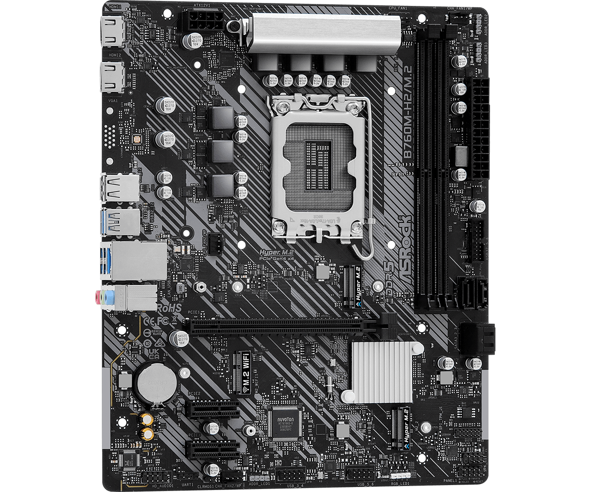Материнская плата ASRock B760M-H2/M.2 LGA1700 2xDDR5 4xSATA RAID 2xM.2 2xHDMI mATX