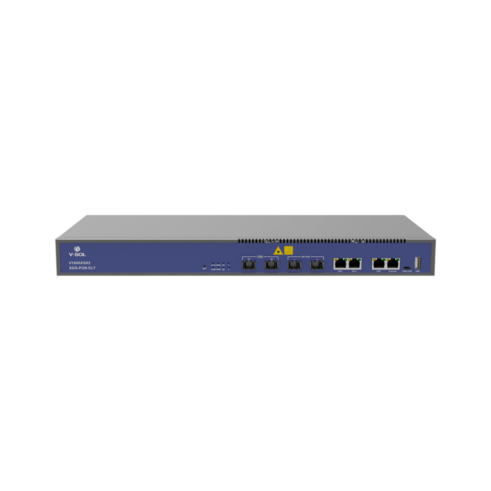 V-SOL V1600XG02 — Компактный OLT-терминал (1U, 19", 2× SFP+ PON-порта, GPON / XG-PON / XGS-PON)
