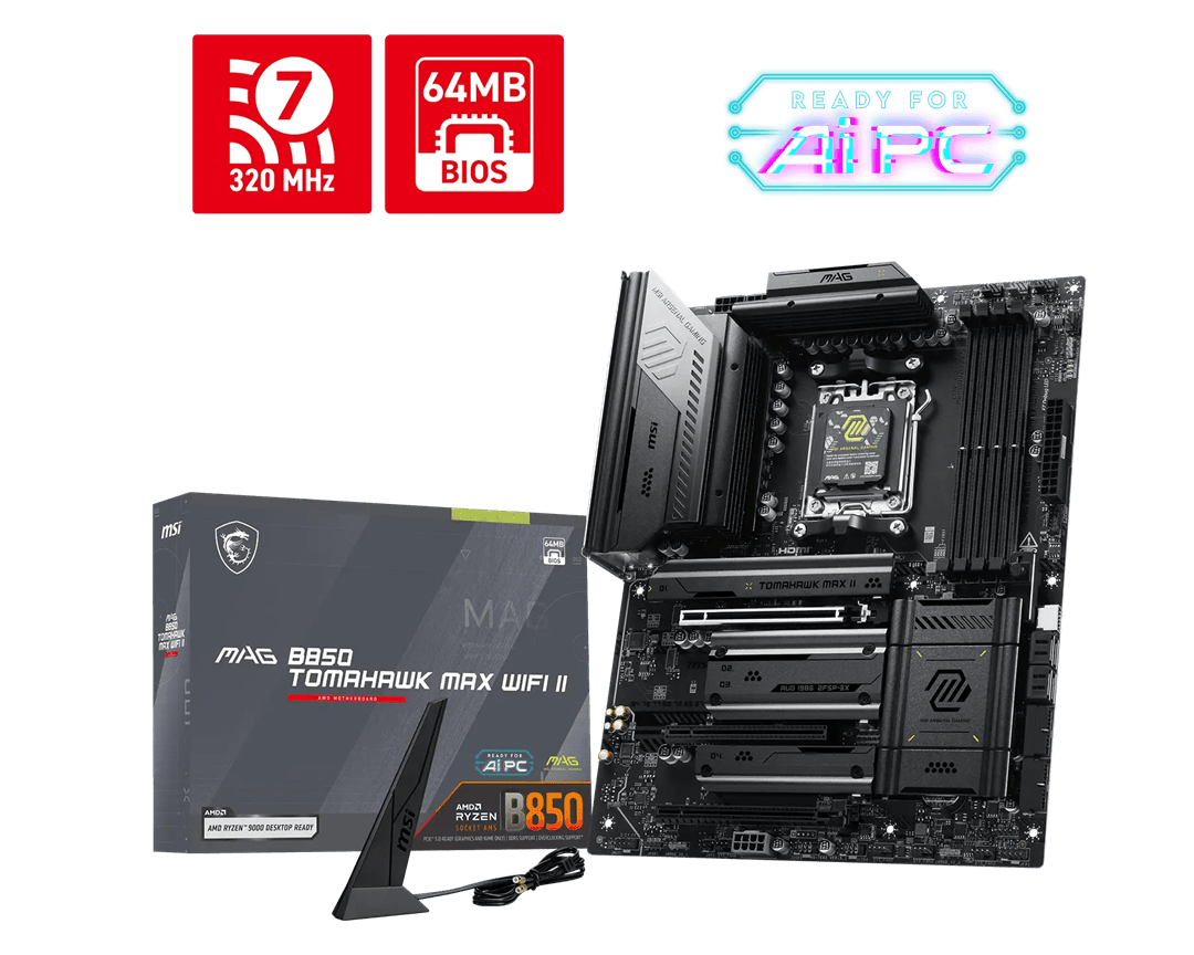 Материнская плата MSI MAG B850 TOMAHAWK MAX WIFI II AM5 4xDDR5 4xSATA3 4xM.2 RAID 1xHDMI ATX