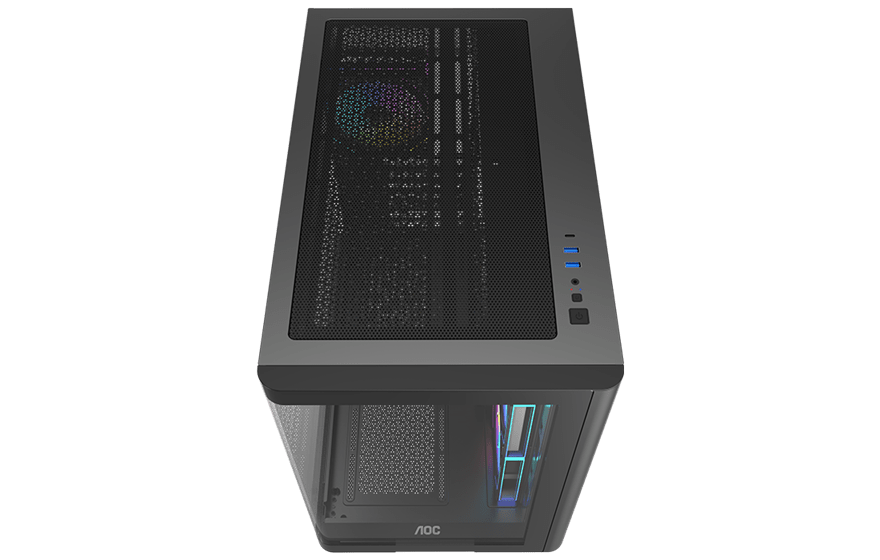 Корпус AOC CG455B 4F ATX/M-ATX/ITX 2xUSB3.0 1xType-C 1xAudio/Mic Черный AOC-CG455-BF4V1R0W2-G