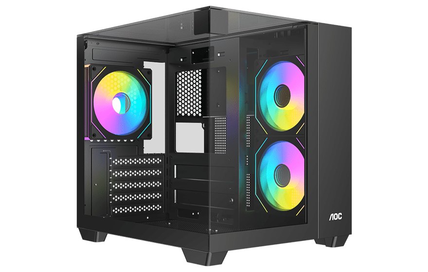 Корпус AOC CG389B 3F M-ATX/ITX 1xUSB2.0 1xUSB3.0 1xType-C 1xAudio/Mic Черный AOC-CG389-BF3V1R0T3-G