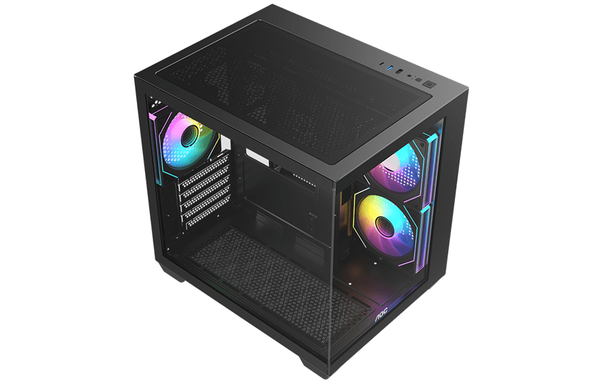 Корпус AOC CG391B 3F M-ATX/ITX 1xUSB2.0 1xUSB3.0 1xType-C 1xAudio/Mic Черный AOC-CG391-BF3V1R0T2-G
